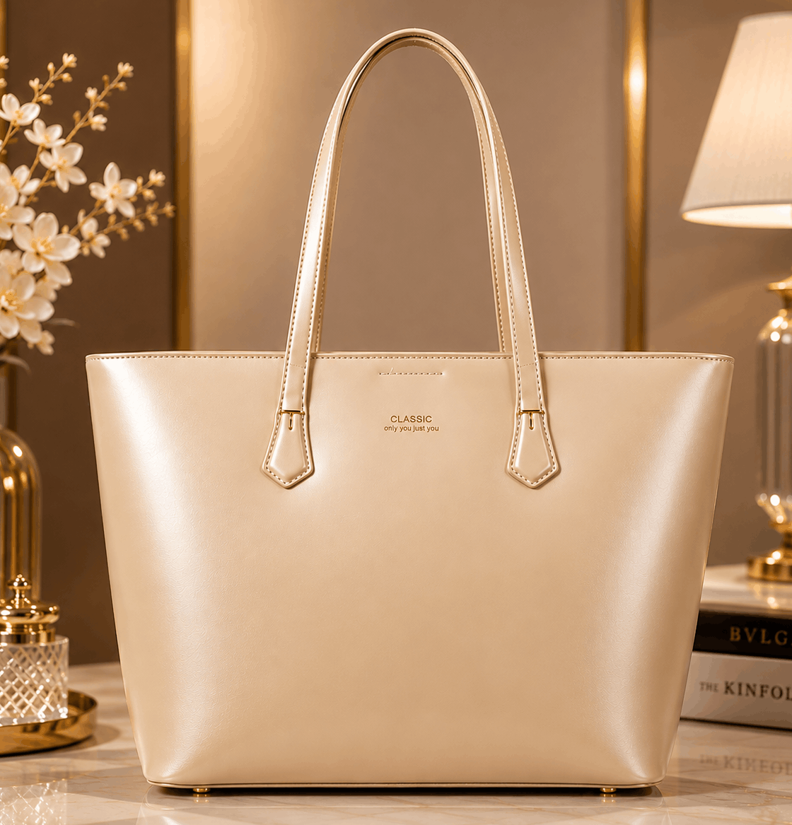 Elegant Structured Leather Tote Bag | Classic Shoulder Handbag for Women